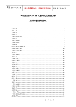 我国企业在OTCBB比较成功的部分案例
