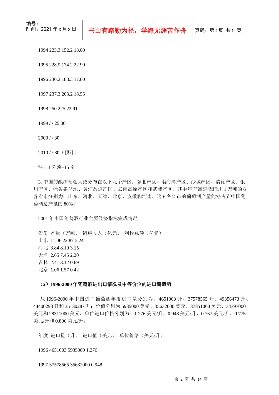 我国葡萄酒行业市场分析报告_第2页