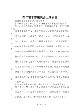 在年轻干部座谈会上的发言稿 (2)
