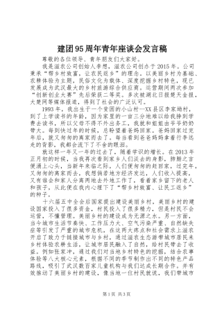 建团95周年青年座谈会发言