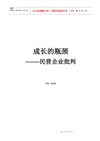 成长的瓶颈-民营企业
