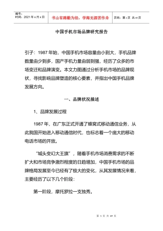 我国手机品牌策略分析