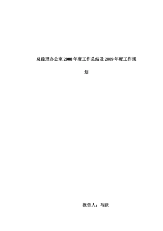 总经理办公室某年度工作总结及下年计划