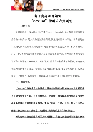 电子商务策划——sexdo情趣内衣定制工作坊