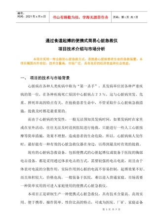 心脏急救仪项目简介doc-“闪卡（Flash卡）式心电信