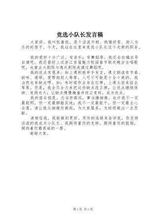 竞选小队长发言