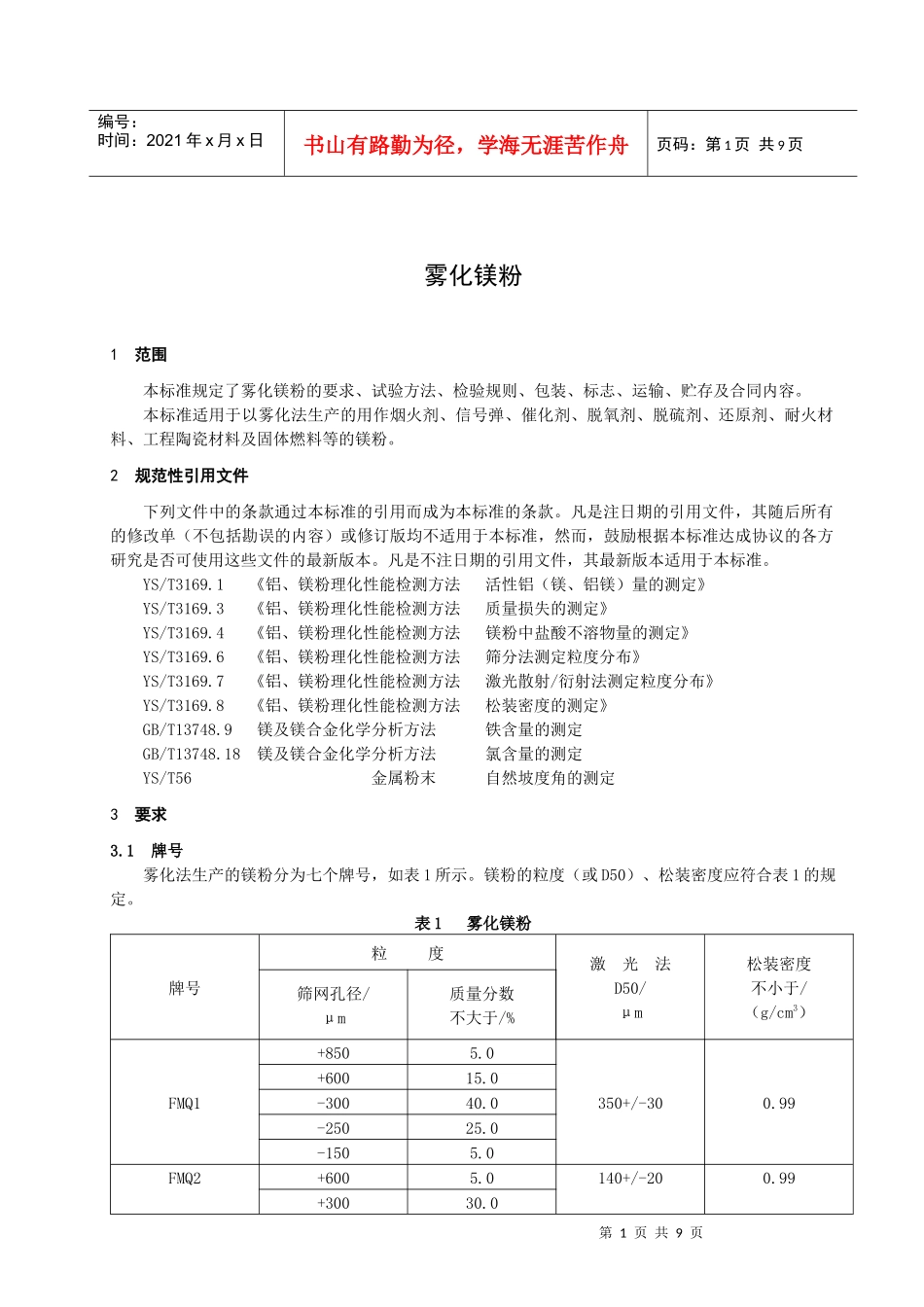 我国的镁粉产品以前均采用铣削法生产_第3页