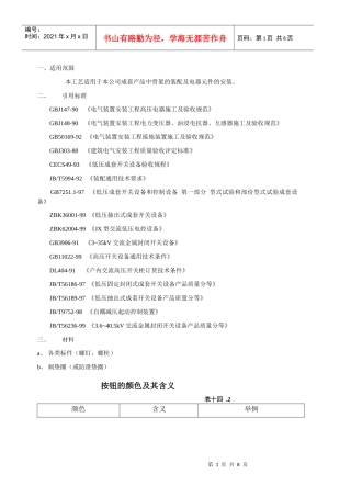 成套产品调试工艺