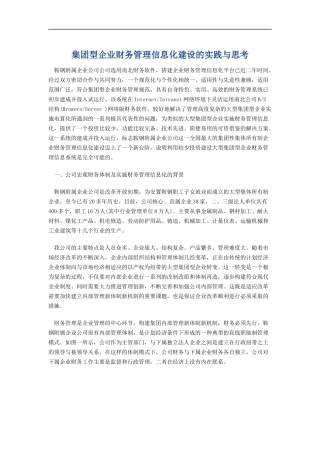 集团型企业财务管理信息化建设方案