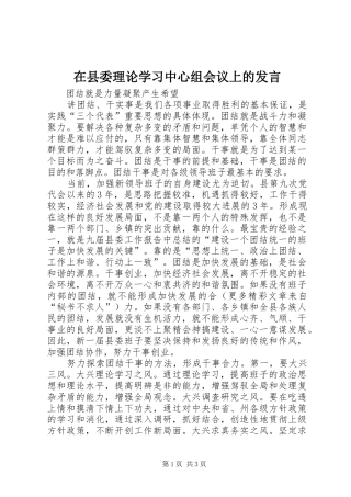 在县委理论学习中心组会议上的发言稿 (2)