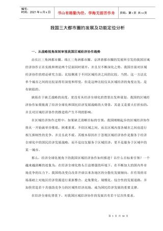 我国三大都市圈的发展及功能定位分析doc13(1)