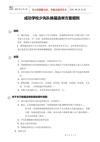 成功学校少先队选举流程(初稿)
