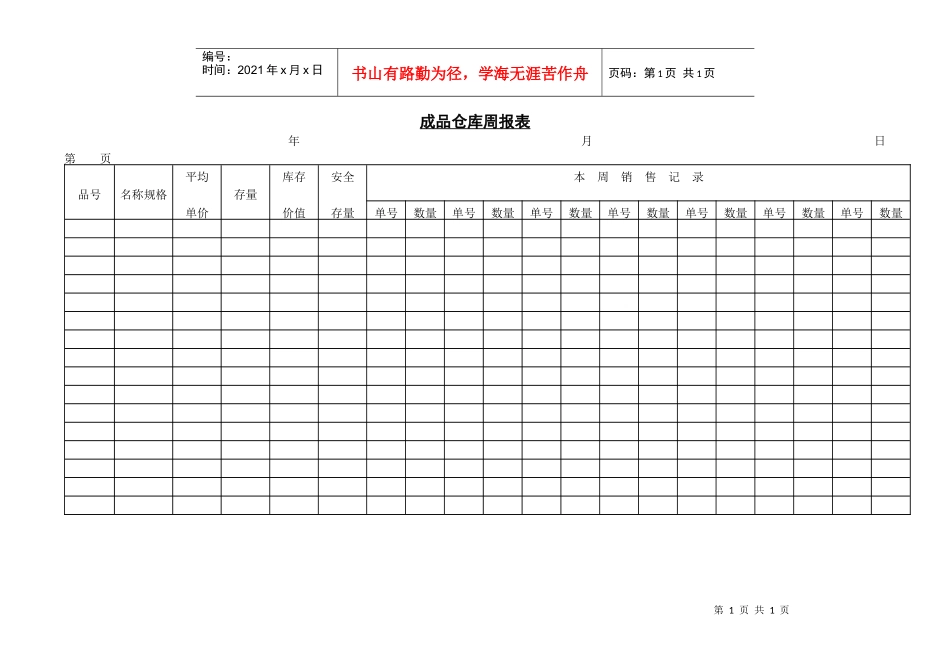 成品仓库周报表_第1页