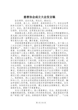 慈善协会成立大会发言