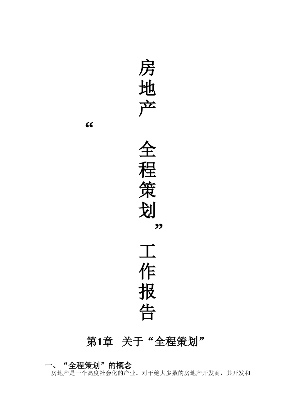 我国房地产全程策划工作报告_第1页