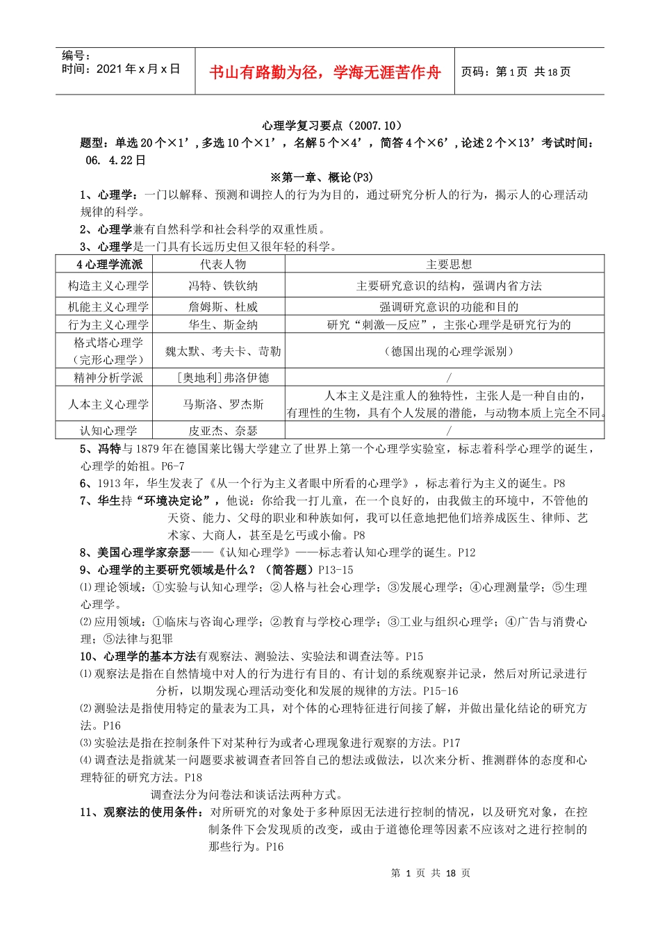 心理学复习要点汇编_第1页