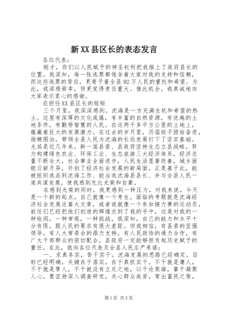 新XX县区长的表态发言稿 (2)