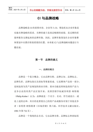 战略管理-CI与品牌战略