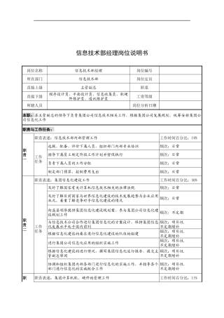 奥康集团信息技术部经理岗位说明书