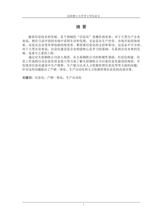 某钢铁公司信息化存在的问题及对策研究