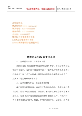 慈善总会年度工作总结