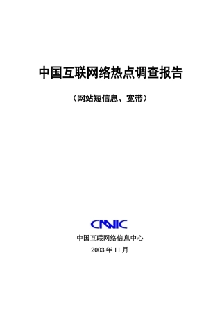 我国互联网络热点调查报告