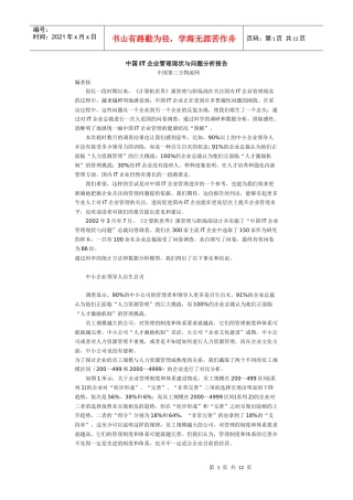 我国IT企业管理现状与问题分析报告