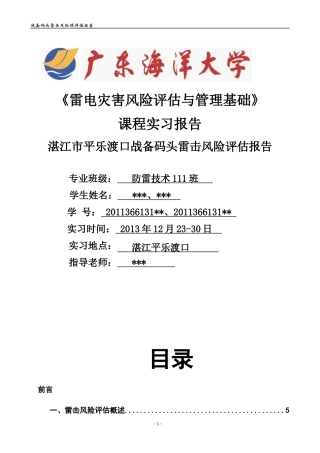 战备码头雷击风险评估报告