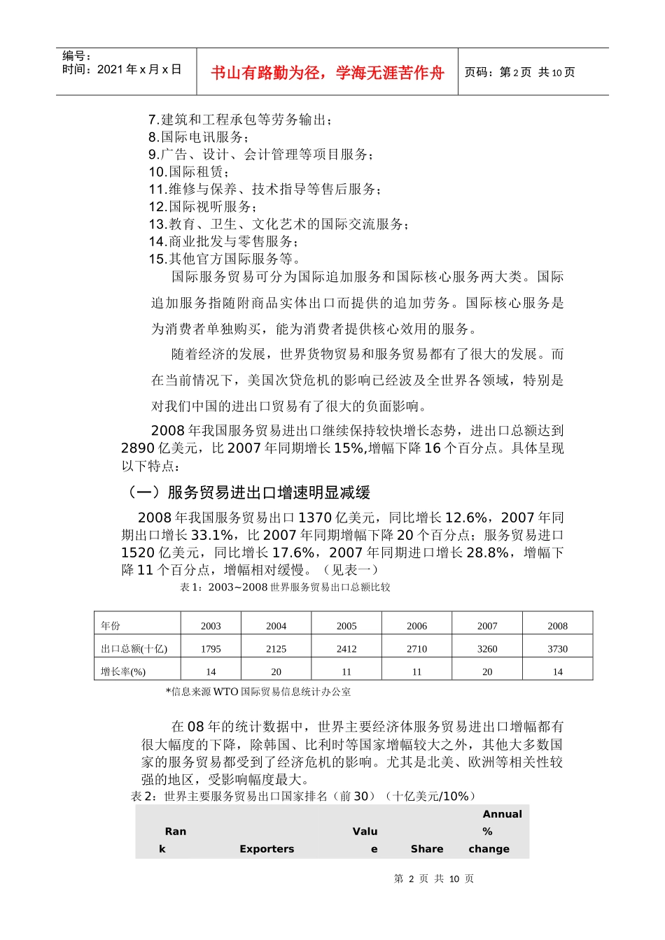我国服务贸易的发展发展态势及策略分析_第2页