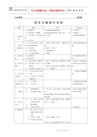 总台操作流程-团队叫醒操作流程