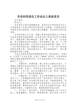 在农村信息化工作会议上表态发言稿 (2)