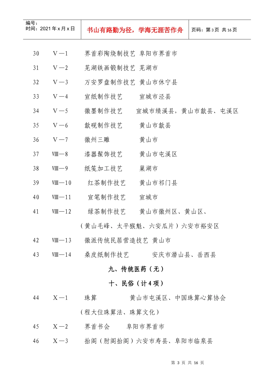 我省首批国家级非物质文化遗产名录项目_第3页