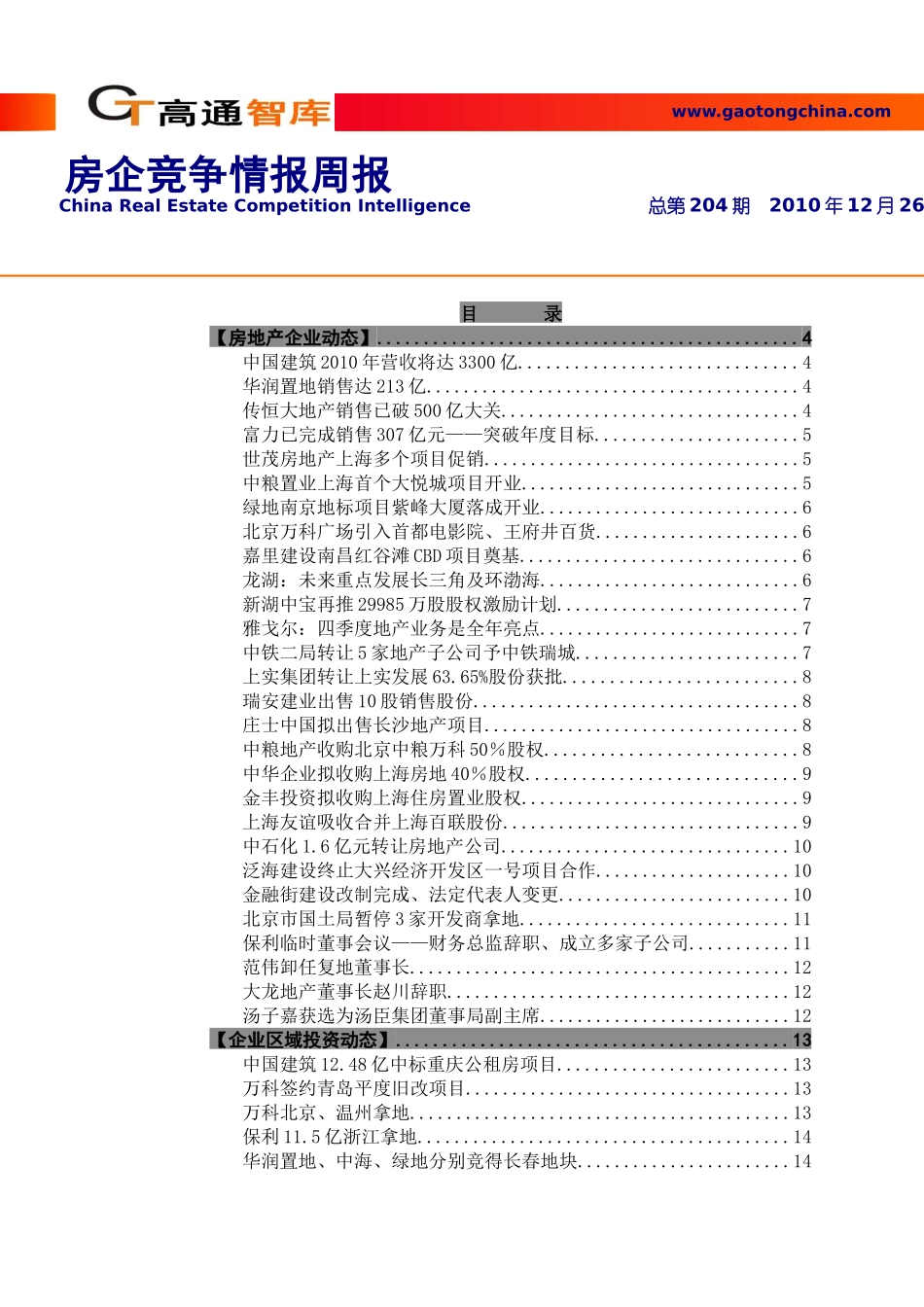房企竞争情报周报Q204(XXXX1226_第1页