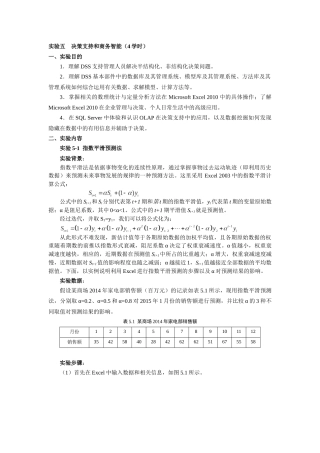 实验五决策支持和商务智能