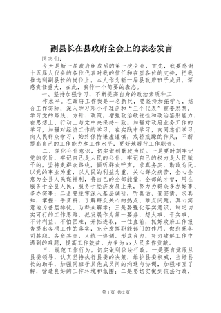 副县长在县政府全会上的表态发言稿 (3)