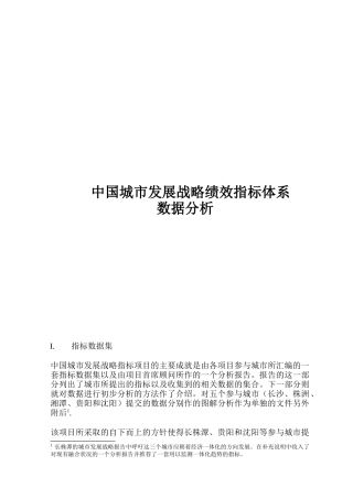 我国城市发展战略绩效指标体系数据分析