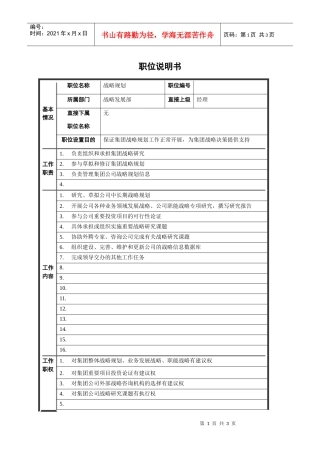 战略规划职位说明书