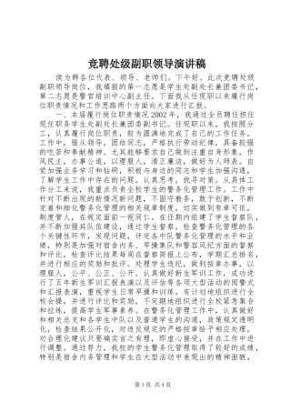 竞聘处级副职领导演讲稿