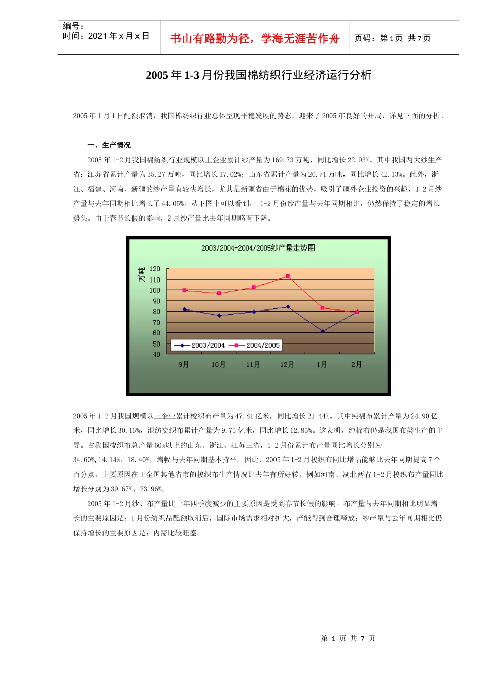 我国棉纺织行业现状分析_第1页