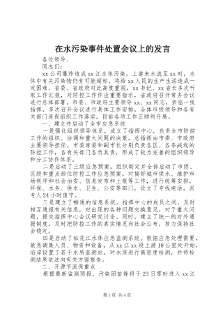 在水污染事件处置会议上的发言稿 (2)