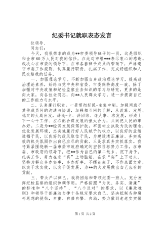 纪委书记就职表态发言稿 (3)