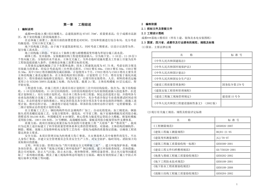 成都某办公楼总承包施工组织设计_第1页
