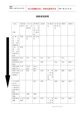 战略规划流程及其他流程