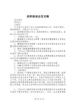 挂职座谈会发言