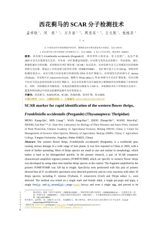 西花蓟马的SCAR分子检测技术