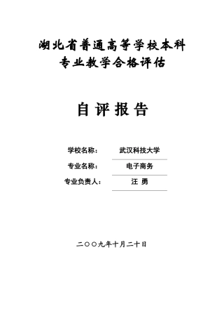 武汉科技大学电子商务专业自评报告doc-武汉科技大学电子
