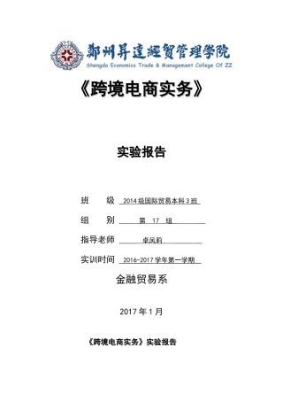 跨境电商实验报告