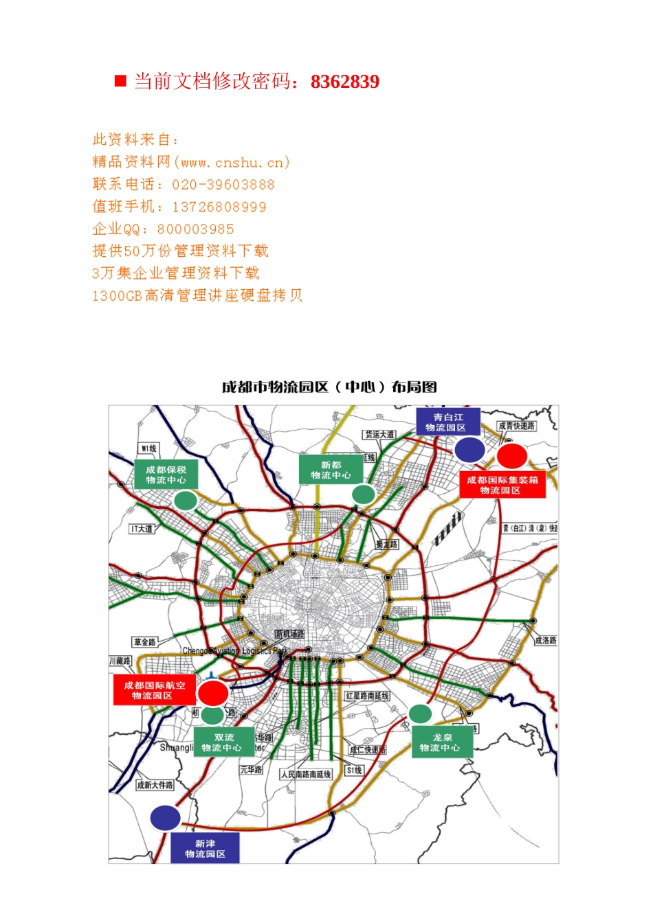 成都市物流产业目标管理汇总表_第1页