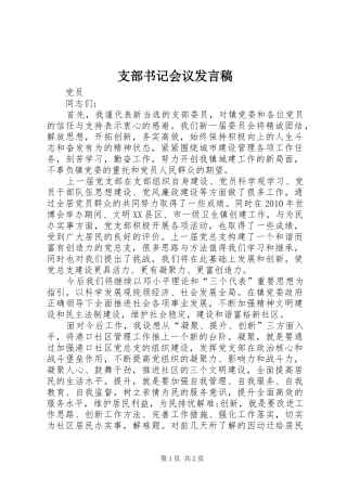 支部书记会议发言稿范文
