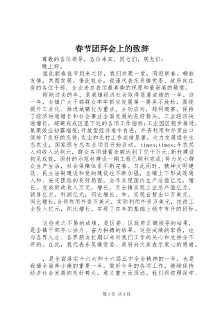 春节团拜会上的演讲致辞